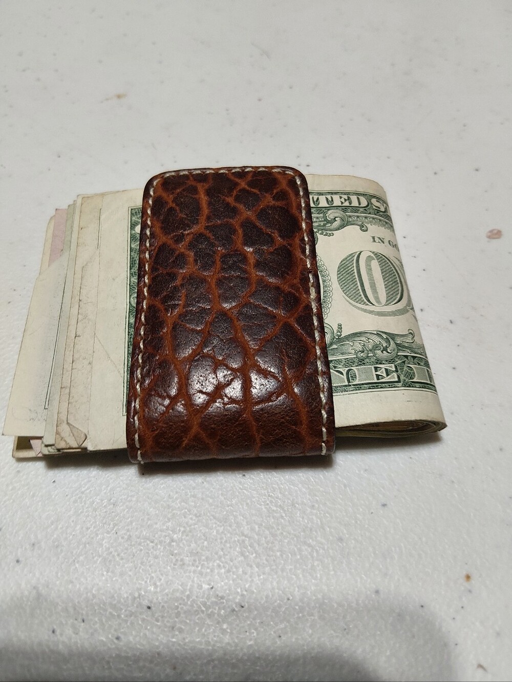 Orvis Brown Textured Leather Money Clip